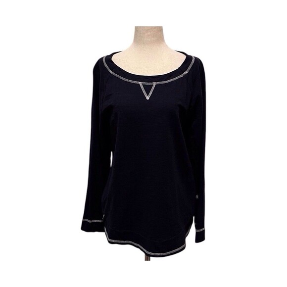 T by Talbots Womens Medium UPF 50+ Blue And White Pullover TEE SHIRT Nautical - Picture 2 of 8